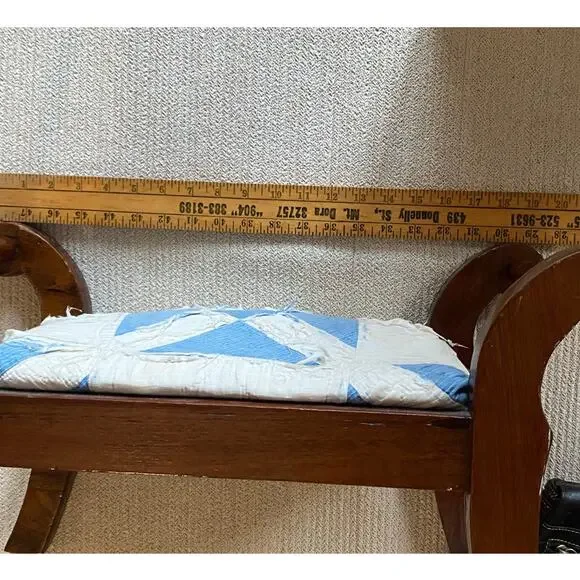 Mid 20th Century VTG Early American Style Turned Wood Footstool shabby farmhouse